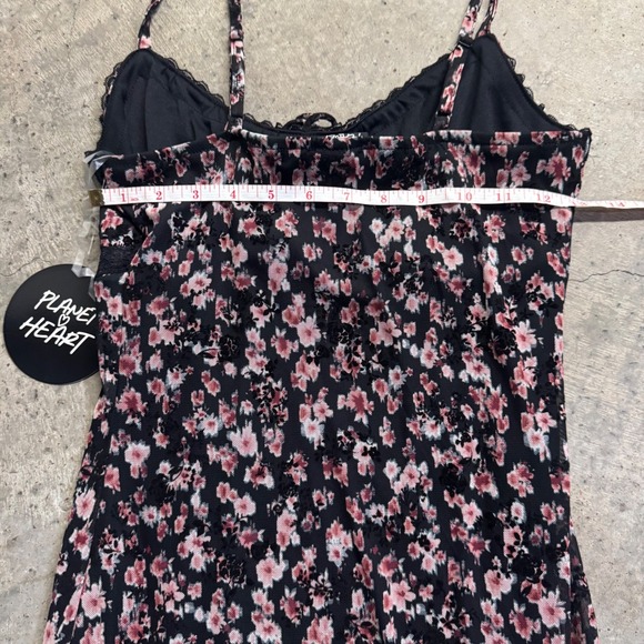 Women's Floral Black Lace Midi Dress Sz S Grunge Whimsigoth Y2k Retro Fairy - Picture 7 of 10